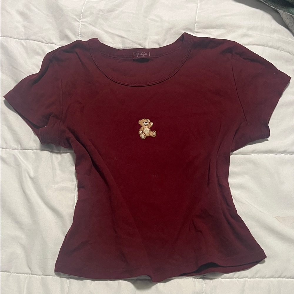 Brandy Melville Burgundy Teddy Bear Top